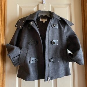 Micheal Kors Dark Gray Wool Jacket with Detachable Hood